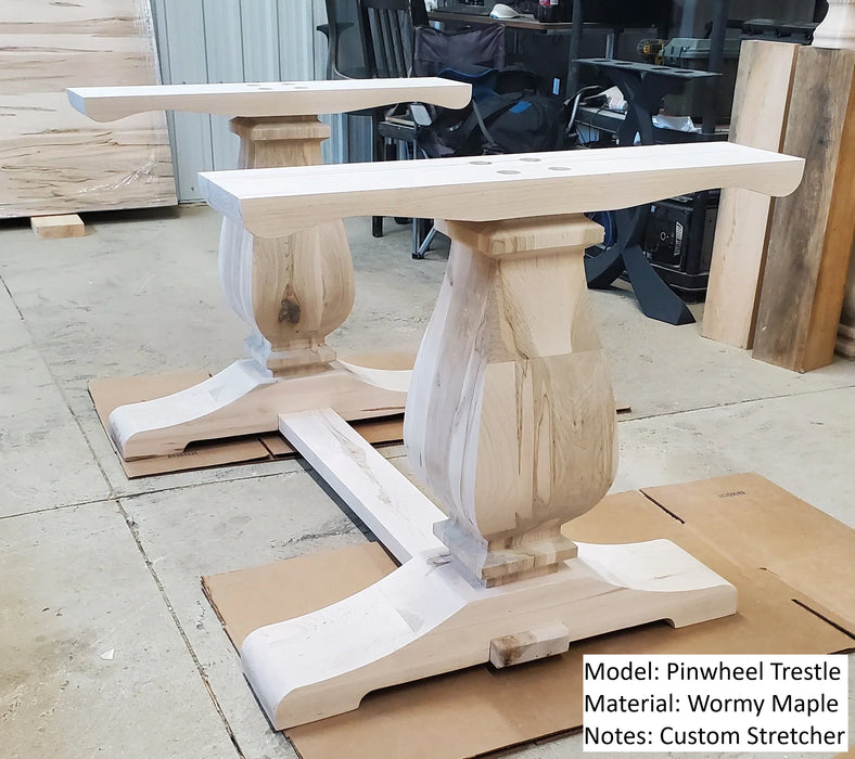 Wooden Trestle Table Legs - Pinwheel Table Base