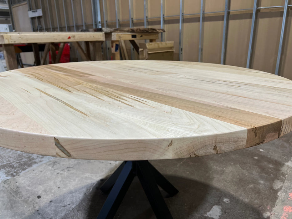 Round Wormy Maple dining table 48”