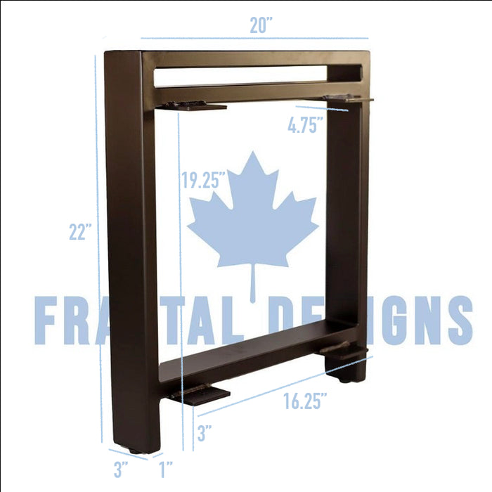 22” Rectangle Legs with Shelf Bracket 20" Wide, 1 Pair