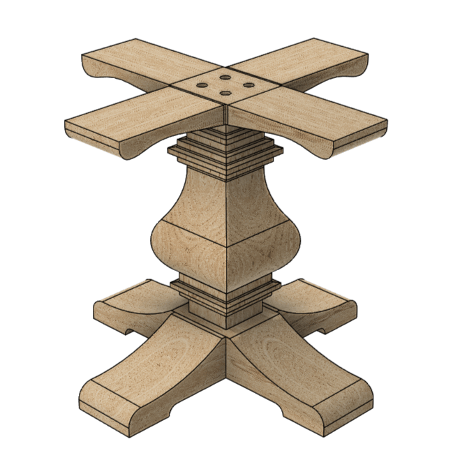 Wooden Pedestal Table Base - Standard Table Leg - Fractal Designs Inc