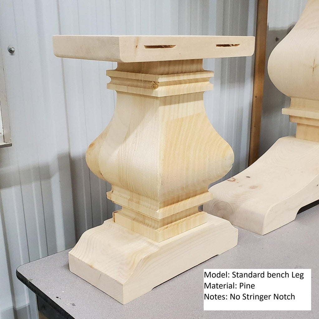 Wooden Square Turned Bench Leg - Standard Trestle - Fractal Designs Inc