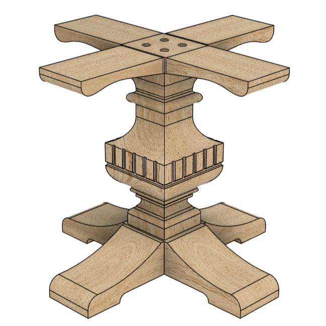 Wooden Pedestal Table Base - Tweed Table Leg - Fractal Designs Inc