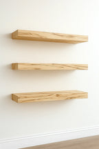 Wormy Maple Floating Shelf - Solid Hardwood, Heavy-Duty Wall Mountable with HOVR Premium Mounting Solution