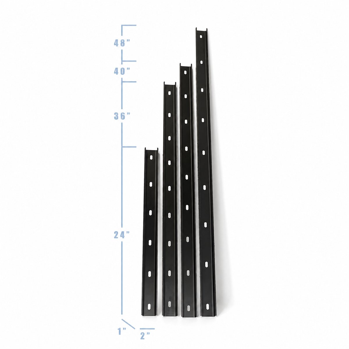 Barre profilée en U en acier pour le renforcement et le support de plateau de table, revêtement en poudre noir - Plusieurs tailles