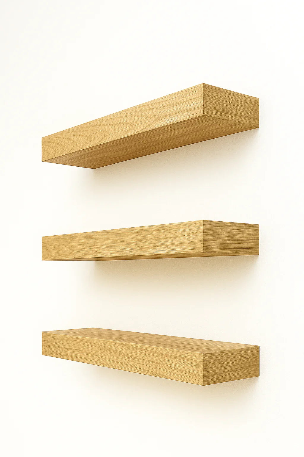 White Oak Floating Shelf - Solid Hardwood, Heavy-Duty Wall Mountable with HOVR Premium Mounting Solution