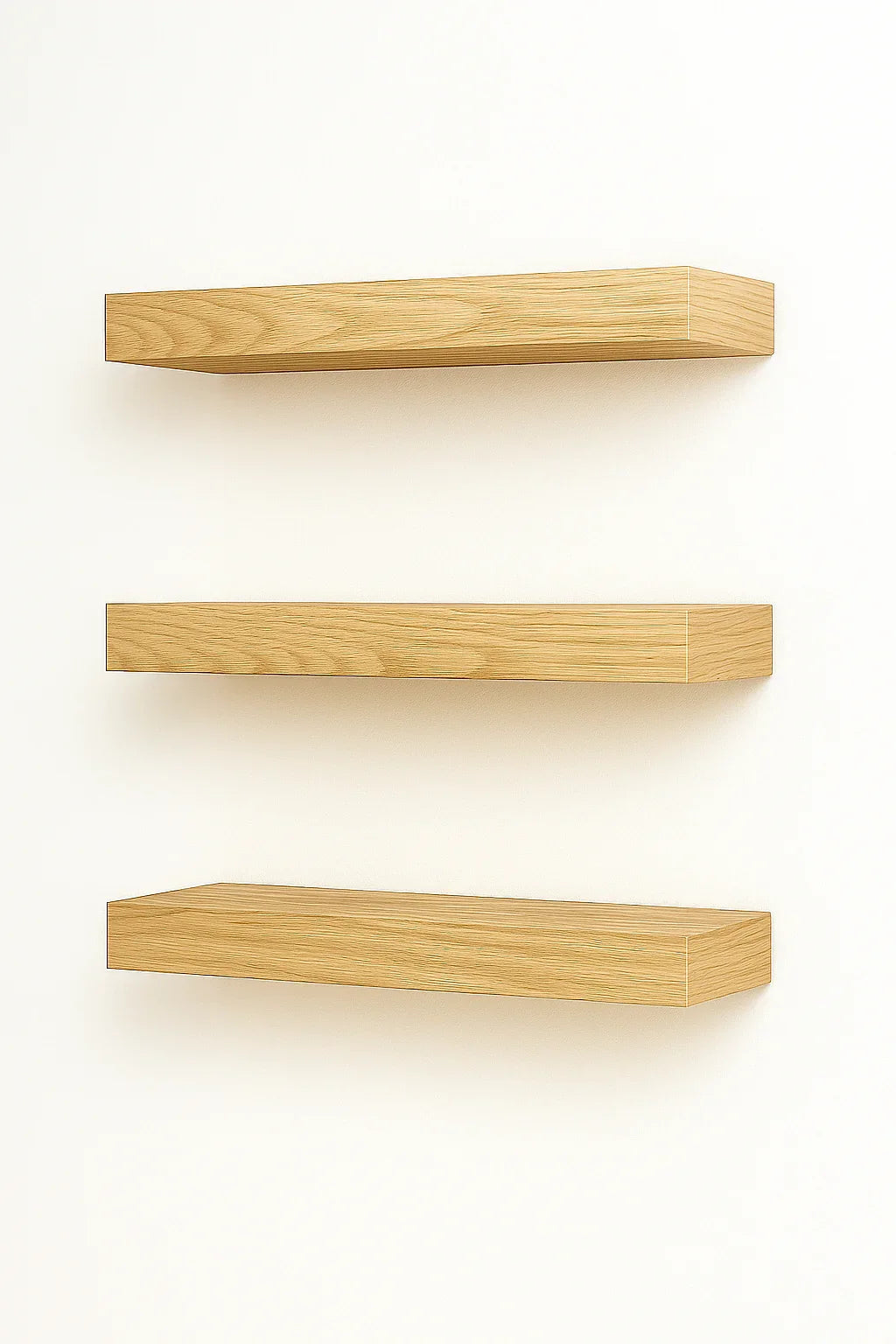 White Oak Floating Shelf - Solid Hardwood, Heavy-Duty Wall Mountable with HOVR Premium Mounting Solution