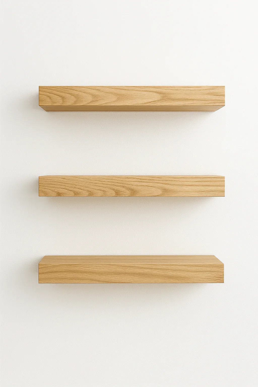 White Oak Floating Shelf - Solid Hardwood, Heavy-Duty Wall Mountable with HOVR Premium Mounting Solution