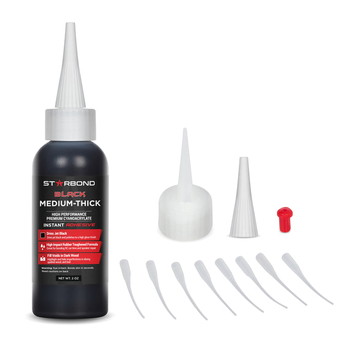 Starbond BLACK Medium CA Glue, 2 oz - Fractal Designs Inc