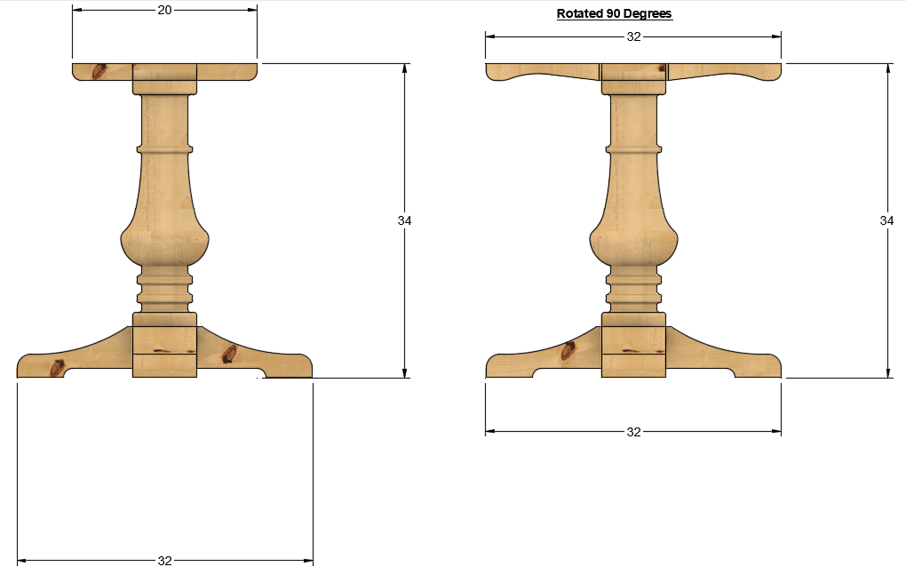 Wooden Pub Height Chalice Table Base/Leg - Fractal Designs Inc