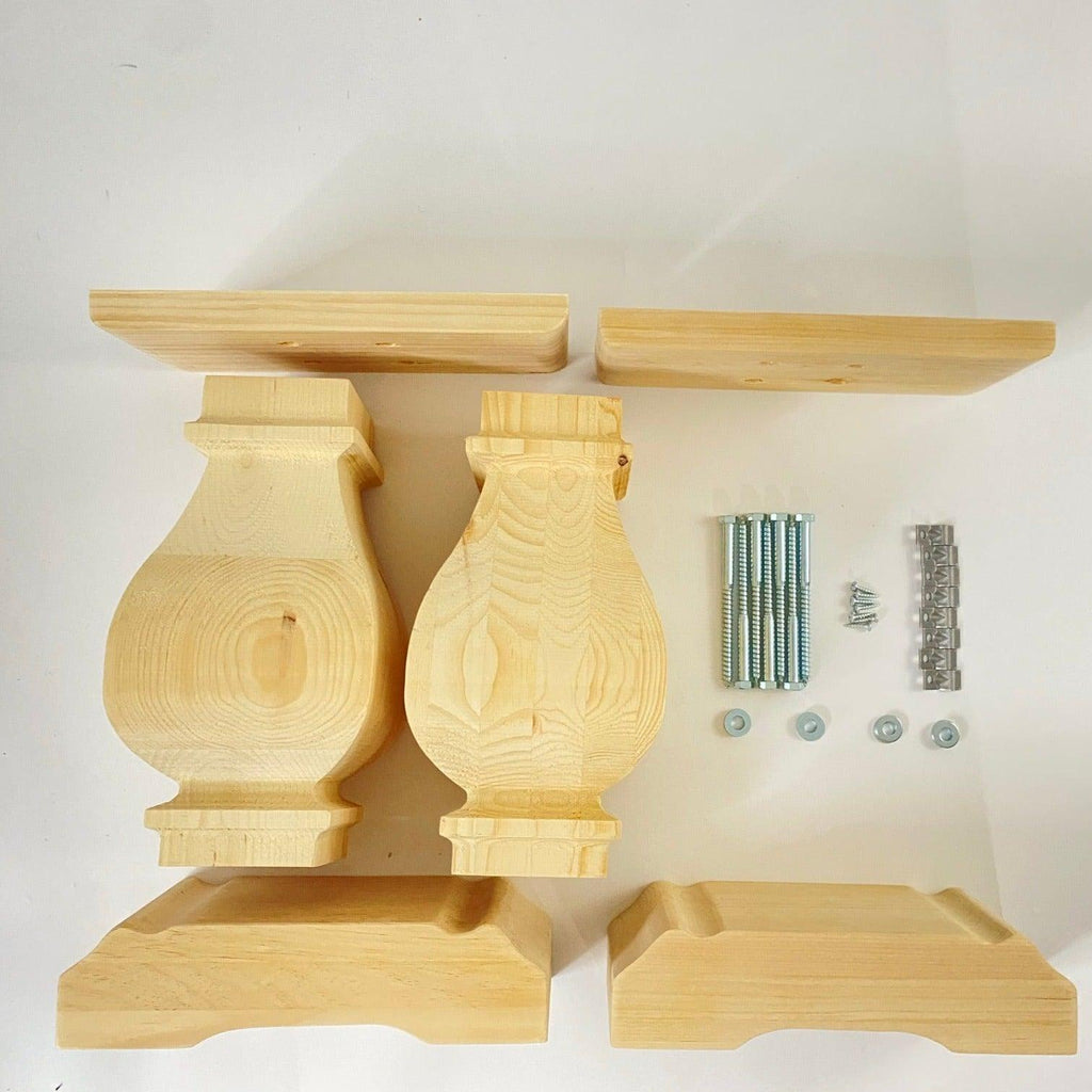 Wooden Square Turned Bench Leg/Base - Pinwheel - Fractal Designs Inc