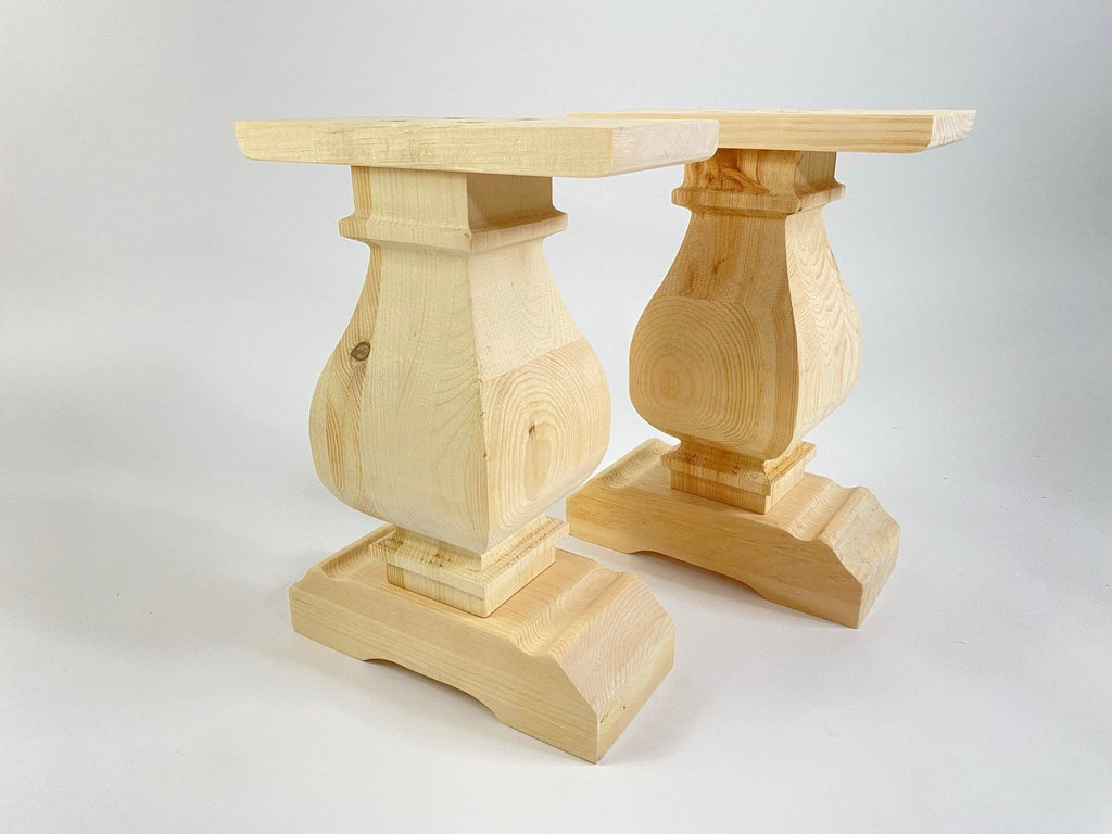 Wooden Square Turned Bench Leg/Base - Pinwheel - Fractal Designs Inc