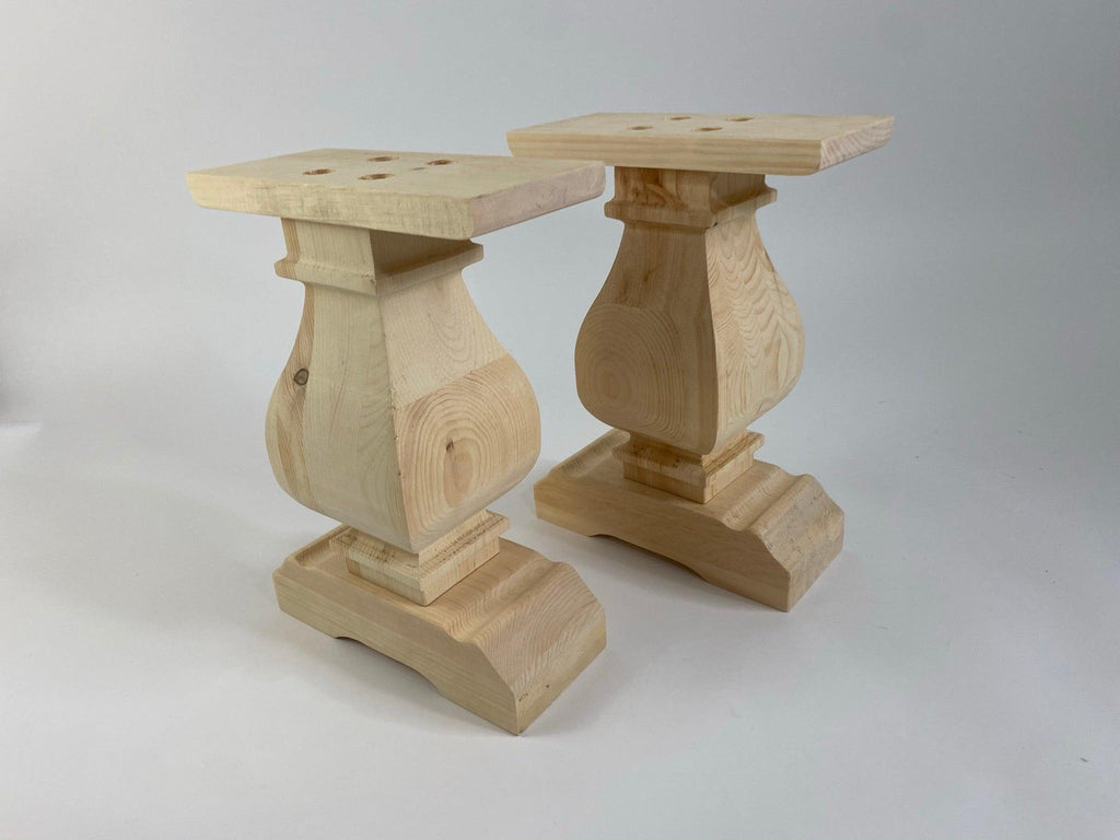 Wooden Square Turned Bench Leg/Base - Pinwheel - Fractal Designs Inc