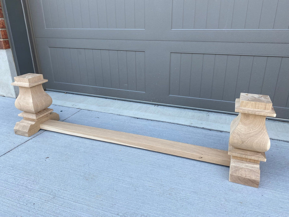 Wooden Square Turned Bench Leg/Base - Chunky Trestle