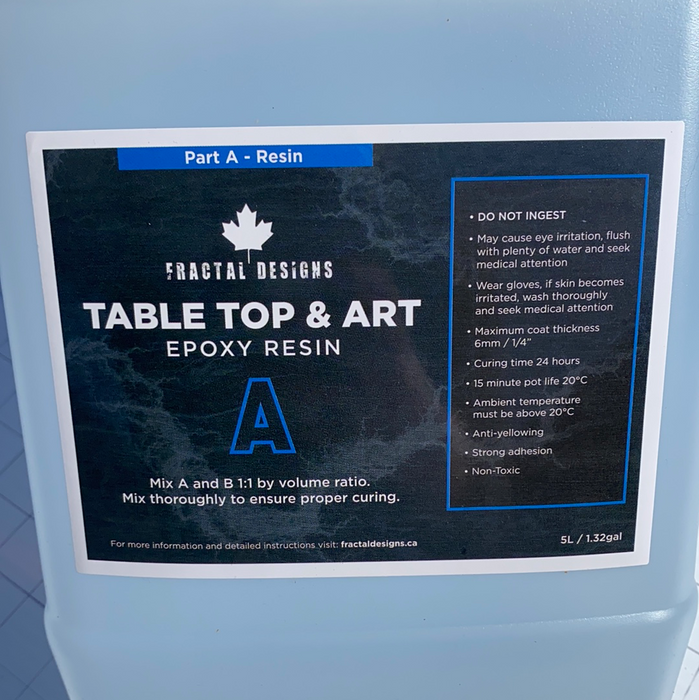 Table Top & Art epoxy 1:1 ratio (Price per 10L kit) - Fractal Designs London Ontario