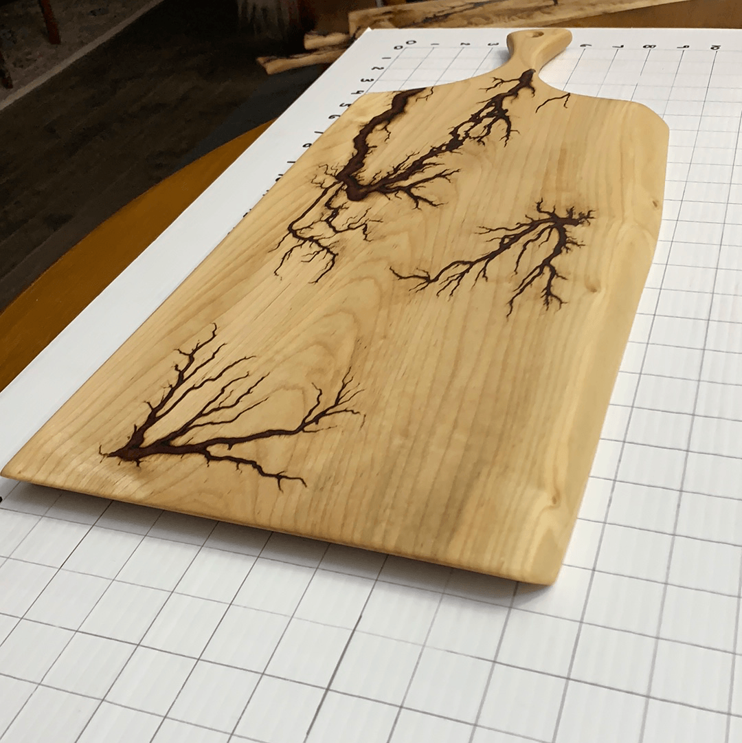 Wood Charcuterie Board Serveware With Handle - Fractal Designs Inc