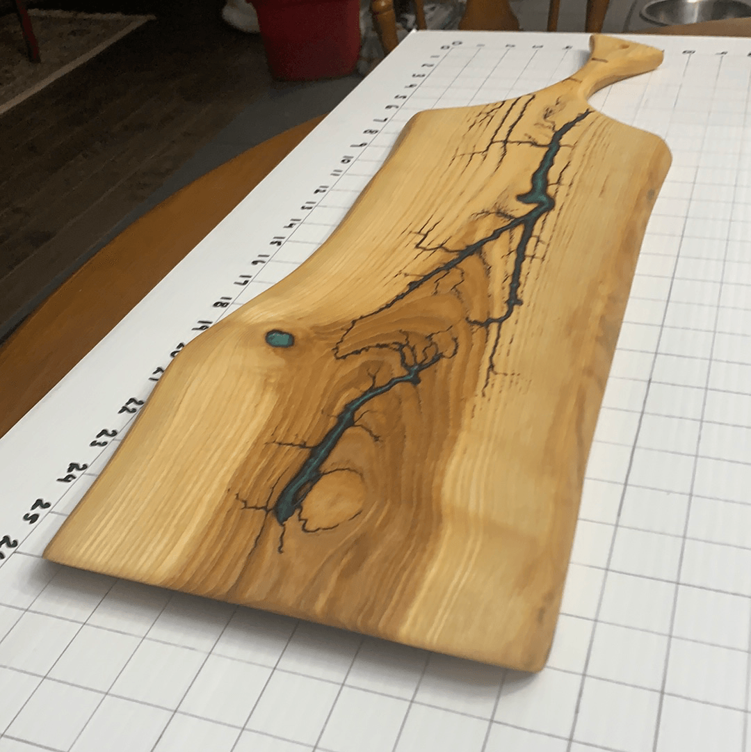 Wood Charcuterie Board Serveware With Handle - Fractal Designs Inc