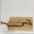 Wood Charcuterie Board Serveware With Handle - Fractal Designs Inc